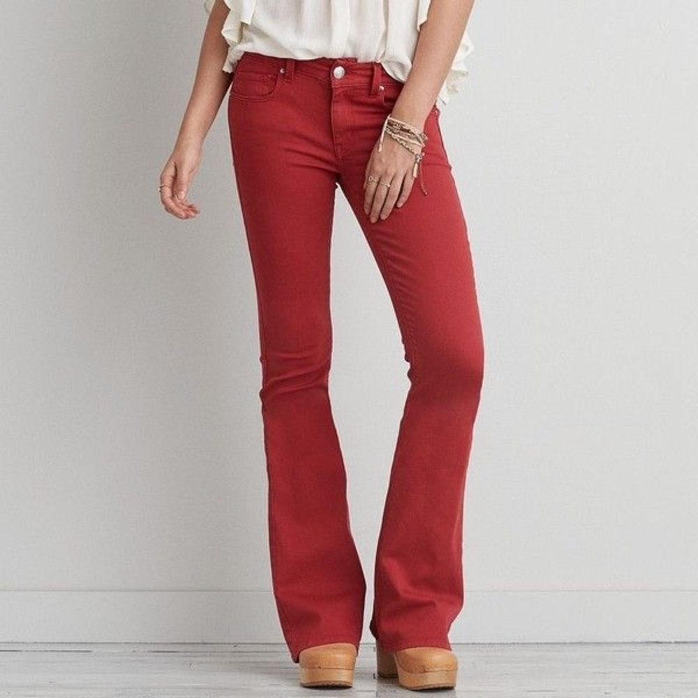 American Eagle Boho Flare Jeans Red 12S NWT